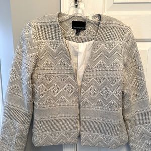 Like New - Gray and white embroidered blazer - Size S